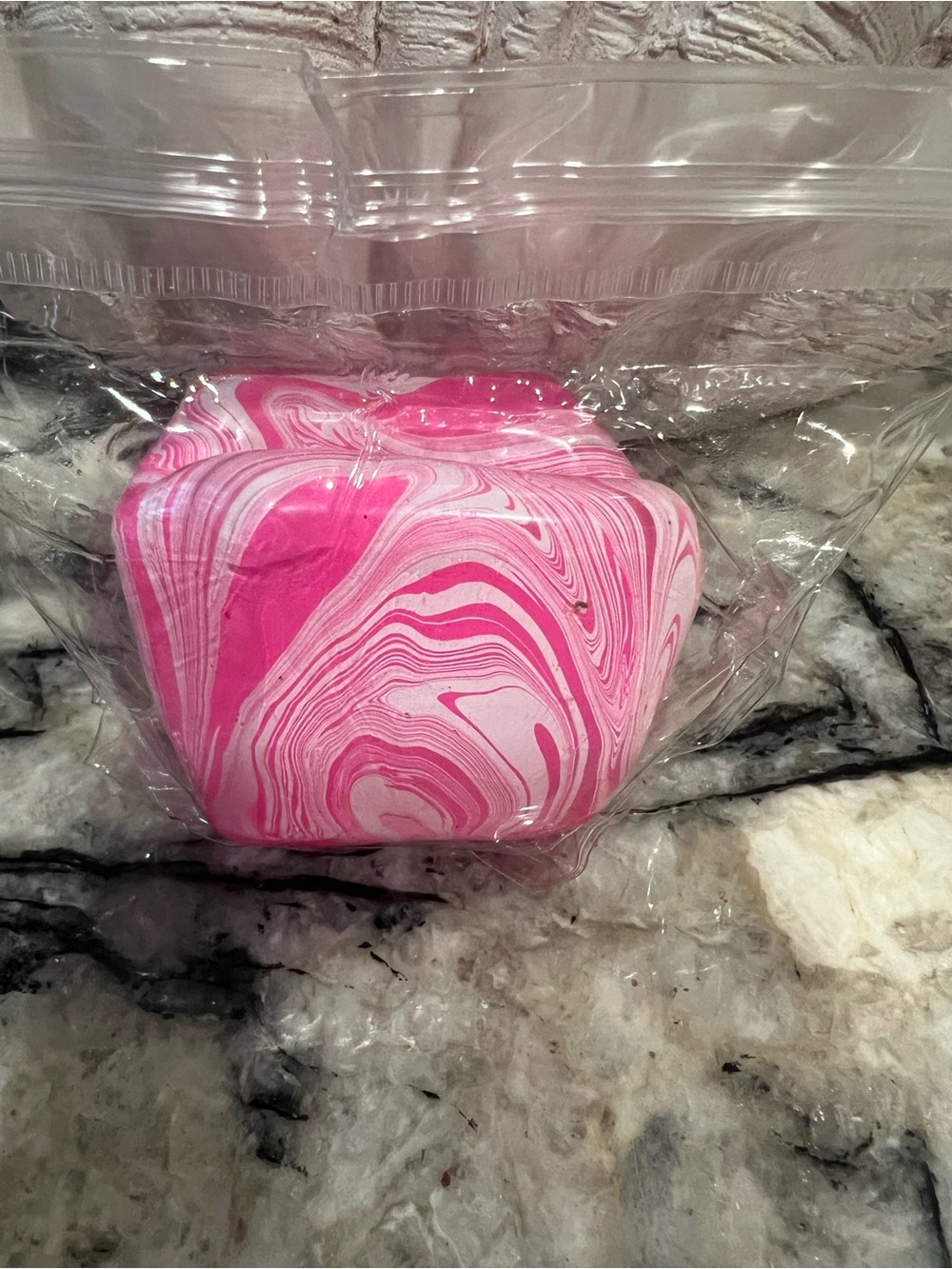Pink Marbled Decorative Accent Cube - Home Accents